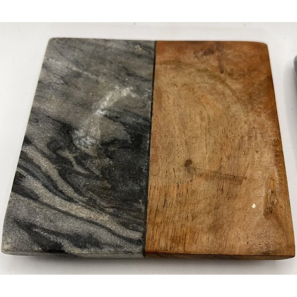 Threshold Dark‎ Marble and Wood Set of 4 Coaster Target Brand 4